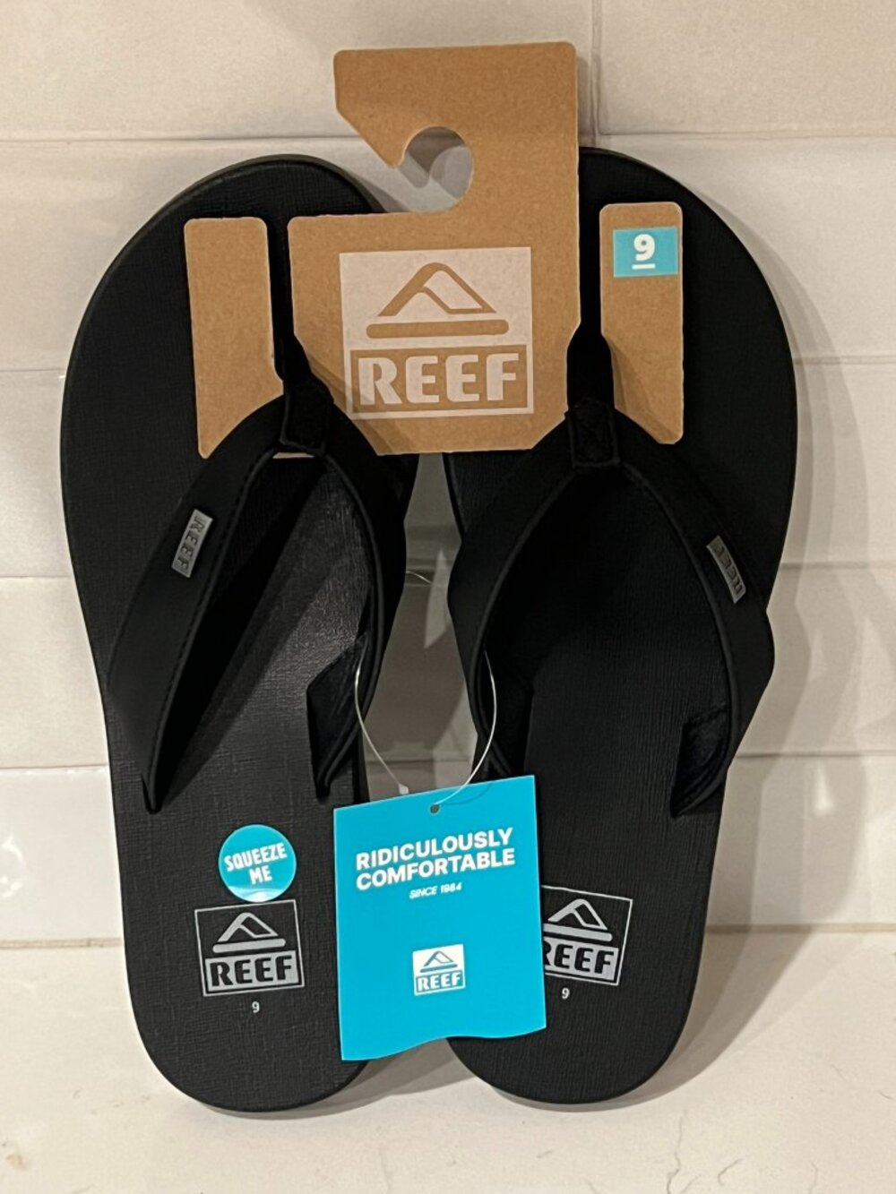 Womens 9 REEF Black Mia Sassy Cushion Comfort Squishy Flip Flops NWT New Shoes